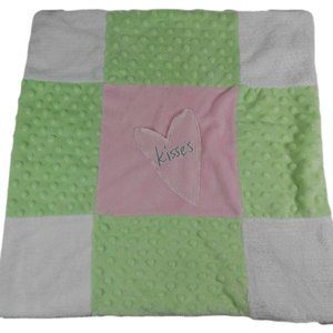 Messages from the Heart Pink Green Baby Security Blanket Lovey Kisses Heart